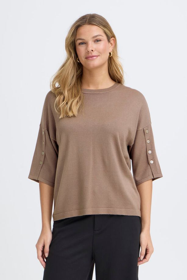 FRANSA Besmock 1/2 Sleeve Jumper - Taupe