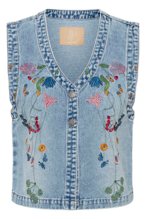 CULTURE Tiala Aniceta Embroidery Denim Waistcoat
