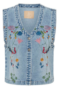 CULTURE Tiala Aniceta Embroidery Denim Waistcoat