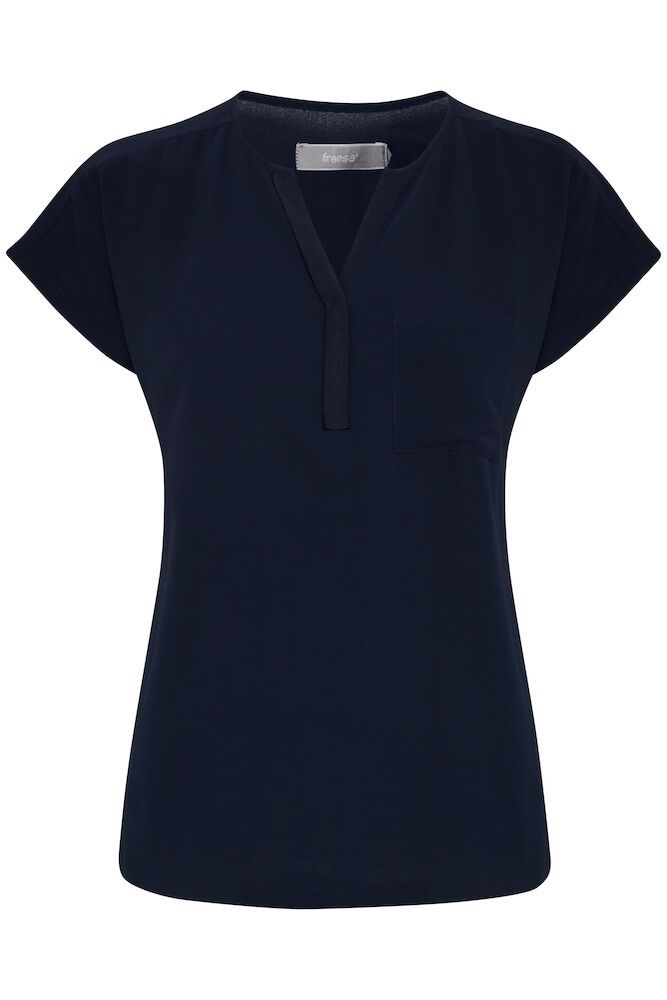 FRANSA Zawov 2 V-Neck Blouse - Navy