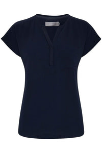 FRANSA Zawov 2 V-Neck Blouse - Navy