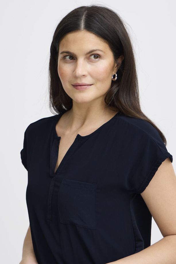 FRANSA Zawov 2 V-Neck Blouse - Navy