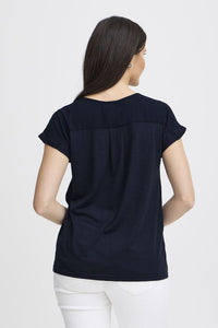 FRANSA Zawov 2 V-Neck Blouse - Navy