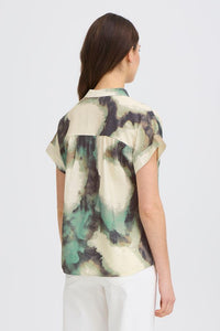 FRANSA Ayla Marble V-Neck Blouse - Mint