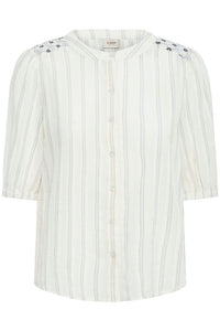 FRANSA Adi Striped Floral Shirt - Cream