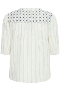 FRANSA Adi Striped Floral Shirt - Cream