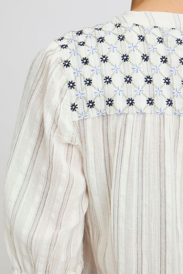 FRANSA Adi Striped Floral Shirt - Cream