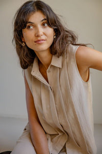 FRANSA Adah Sleeveless Shirt - Tan