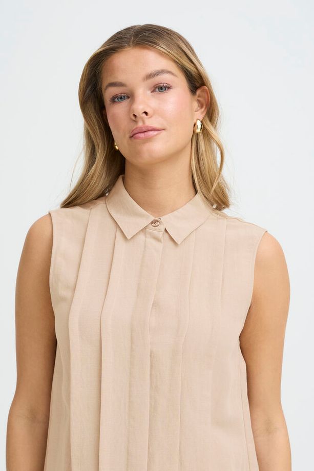 FRANSA Adah Sleeveless Shirt - Tan