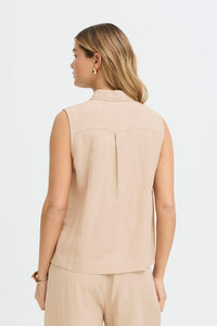 FRANSA Adah Sleeveless Shirt - Tan