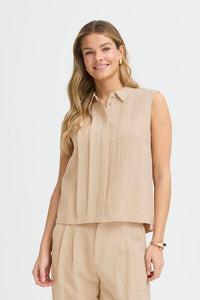 FRANSA Adah Sleeveless Shirt - Tan