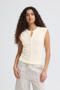 ICHI Blonds Knitted Top - Almond