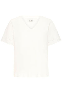 ICHI Mimmie V-Neck T-Shirt - White