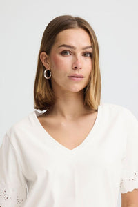 ICHI Mimmie V-Neck T-Shirt - White