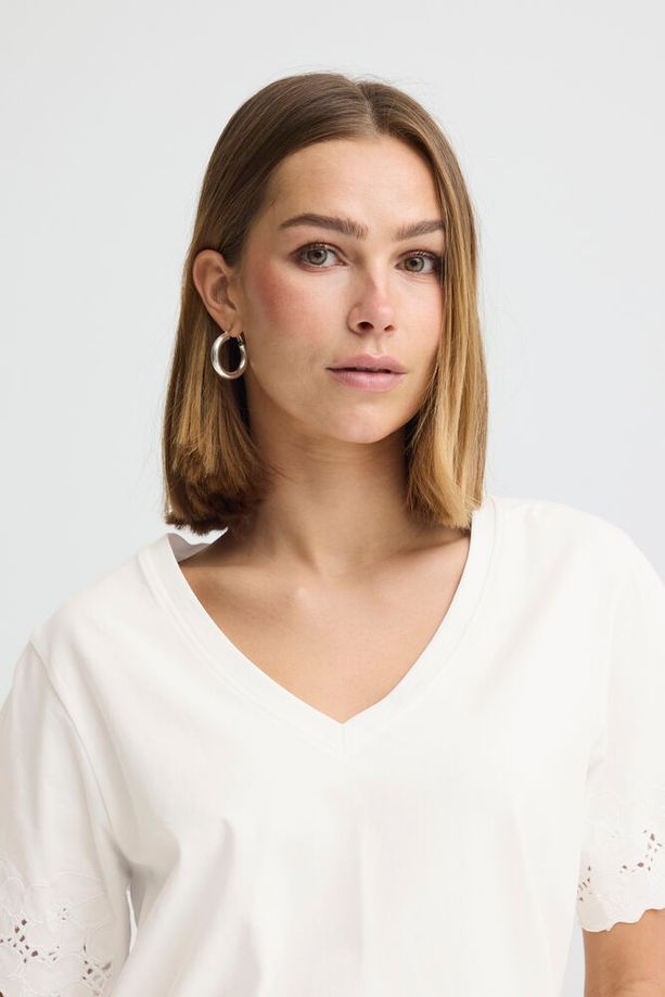 ICHI Mimmie V-Neck T-Shirt - White