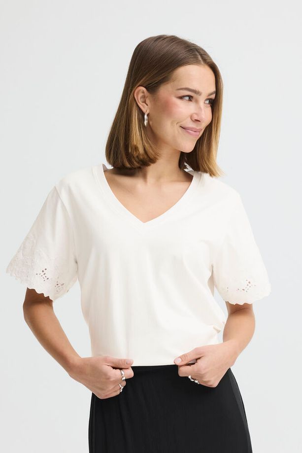 ICHI Mimmie V-Neck T-Shirt - White