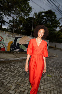 ICHI Imelda Midi Dress - Red