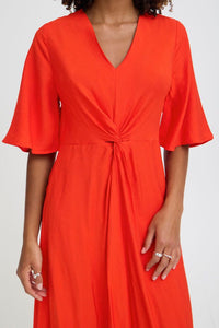 ICHI Imelda Midi Dress - Red