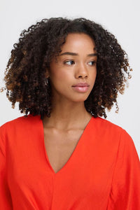 ICHI Imelda Midi Dress - Red