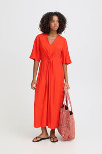 ICHI Imelda Midi Dress - Red