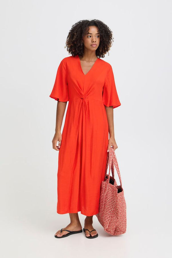 ICHI Imelda Midi Dress - Red