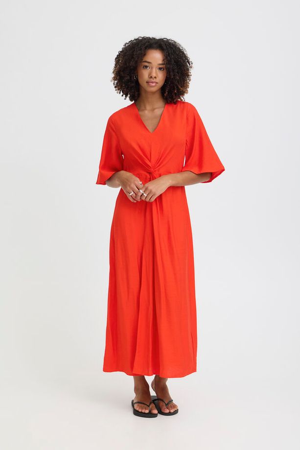 ICHI Imelda Midi Dress - Red