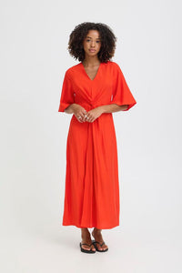 ICHI Imelda Midi Dress - Red