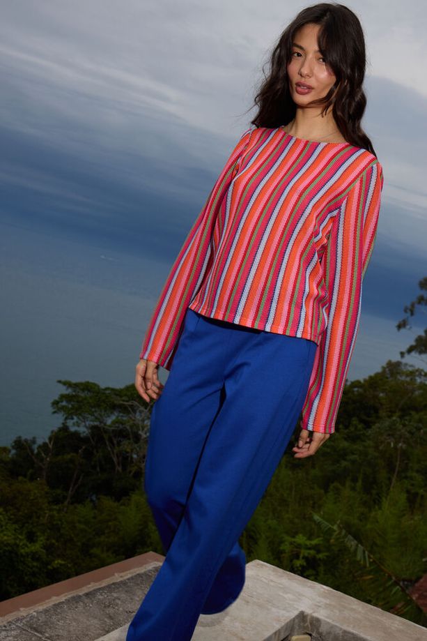 ICHI Libella Long Sleeve Top - Stripe