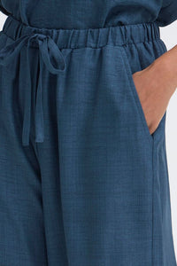 ICHI Katico Wide Leg Trousers - Navy