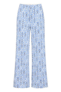 ICHI Kate Print Trousers - Blue