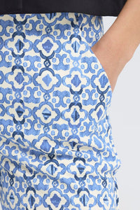 ICHI Kate Print Trousers - Blue