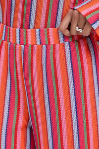 ICHI Libella Stripe Pants - Orange