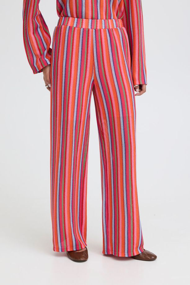 ICHI Libella Stripe Pants - Orange