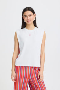 ICHI Libella Sleeveless Top - White