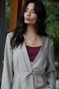 ICHI Hestipo Tie Waist Blazer - Taupe