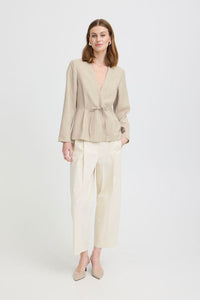ICHI Hestipo Tie Waist Blazer - Taupe