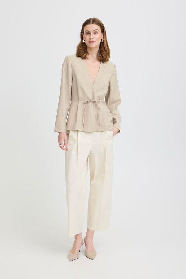 ICHI Hestipo Tie Waist Blazer - Taupe