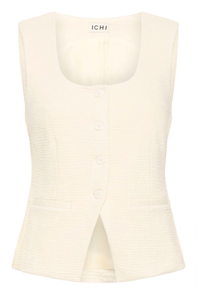 ICHI Kate Lumina Textured Waistcoat - Cream