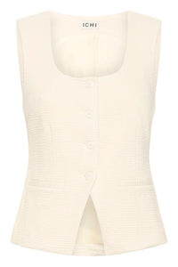 ICHI Kate Lumina Textured Waistcoat - Cream