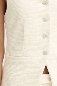 ICHI Kate Lumina Textured Waistcoat - Cream
