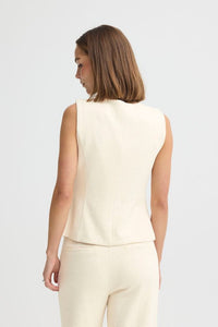 ICHI Kate Lumina Textured Waistcoat - Cream