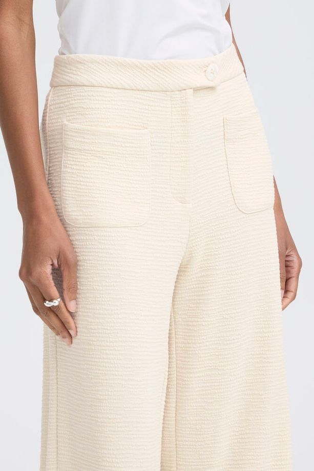 ICHI Kate Lumina Textured Pants - Cream