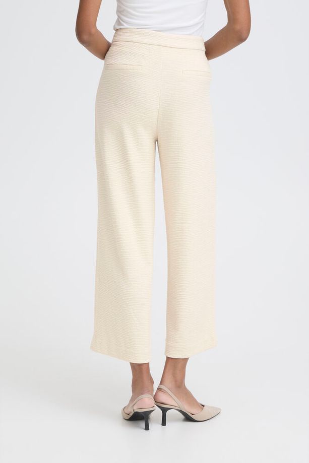 ICHI Kate Lumina Textured Pants - Cream