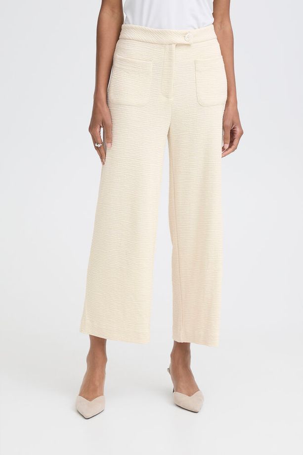 ICHI Kate Lumina Textured Pants - Cream
