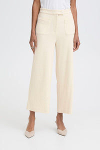 ICHI Kate Lumina Textured Pants - Cream