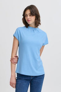 FRANSA Short Sleeve Top - Azure Blue
