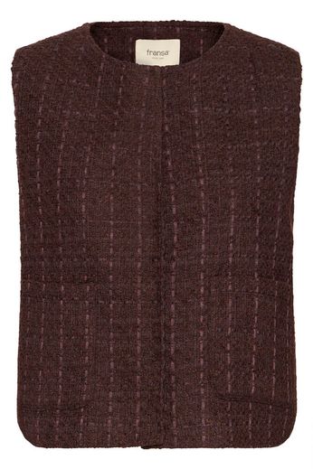 FRANSA Odette Woven Waistcoat - Fudge Red
