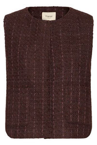 FRANSA Odette Woven Waistcoat - Fudge Red