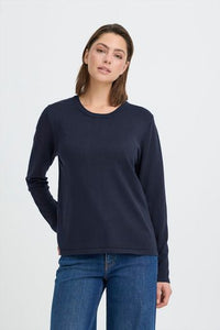 ICHI O-Neck Jumper - Navy