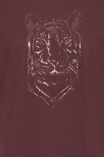 FRANSA Lilianna Cotton Tiger T-shirt - Burgundy